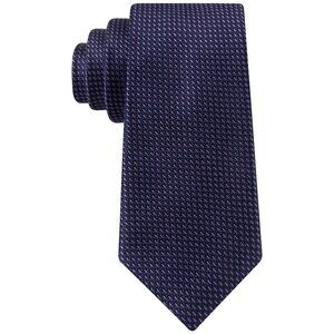 MICHAEL KORS Navy Blue Purple Double Dash Stripe Silk Slim Tie